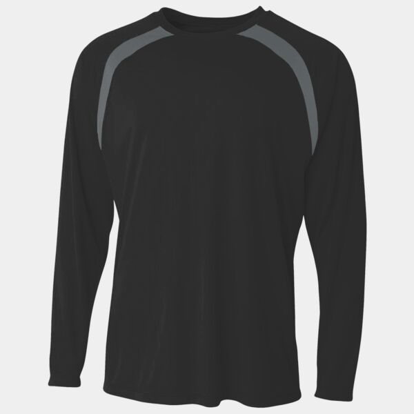 Men's Spartan Long Sleeve Color Block Crew Neck T-Shirt Thumbnail